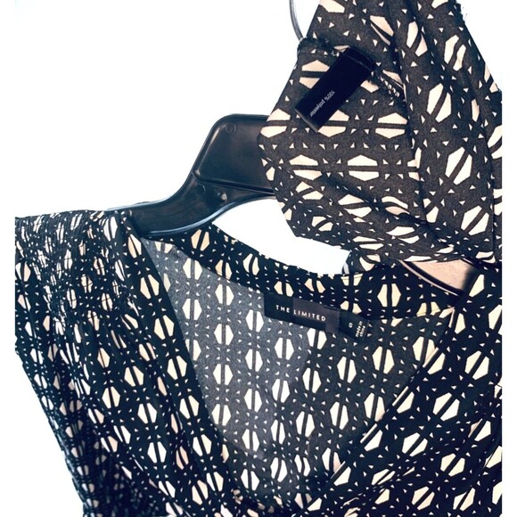 The limited Womens Small Black V Neck Smocked Waist Sheer Top Blouse - Picture 7 of 8